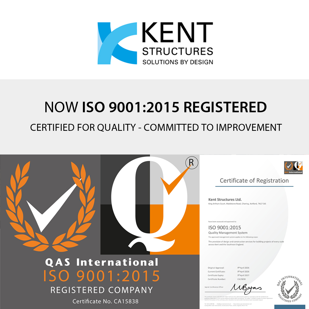 KentStructures's tweet image. We’re pleased to share that Kent Structures is now ISO 9001:2015 certified. Find out what ISO certification means for our projects and partnerships here: tinyurl.com/ISO9001Constru…

#KentStructures #ISO9001 #QualityMatters #ConstructionUK #BuiltOnQuality #ConstructionExcellence