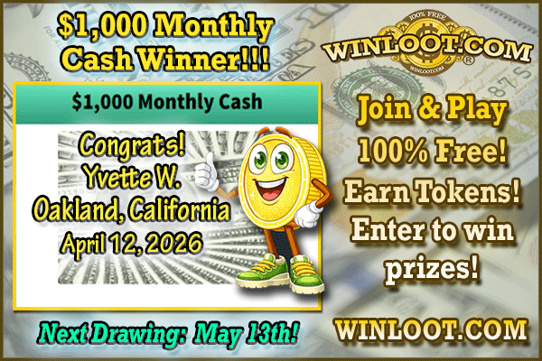Winloot's tweet image. 🥳Congrats! 🏆Yvette W. of Oakland, California, is our $1,000 Monthly Cash #Winner!💸

✔️Play Winloot: ow.ly/RLr950YIcU7
✔️Earn Tokens!
✔️Enter to #win prizes!
💯100% FREE!🆓