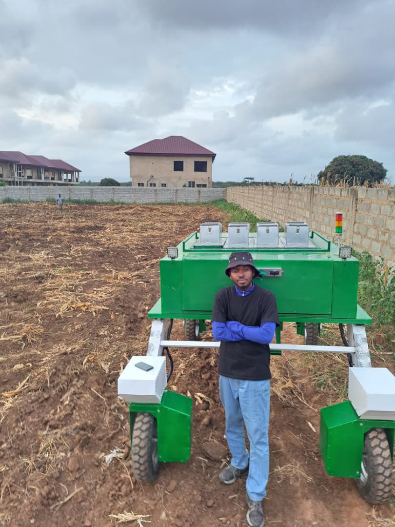 Then vs. now: from a small prototype to a lightweight beast of a farm machine.
