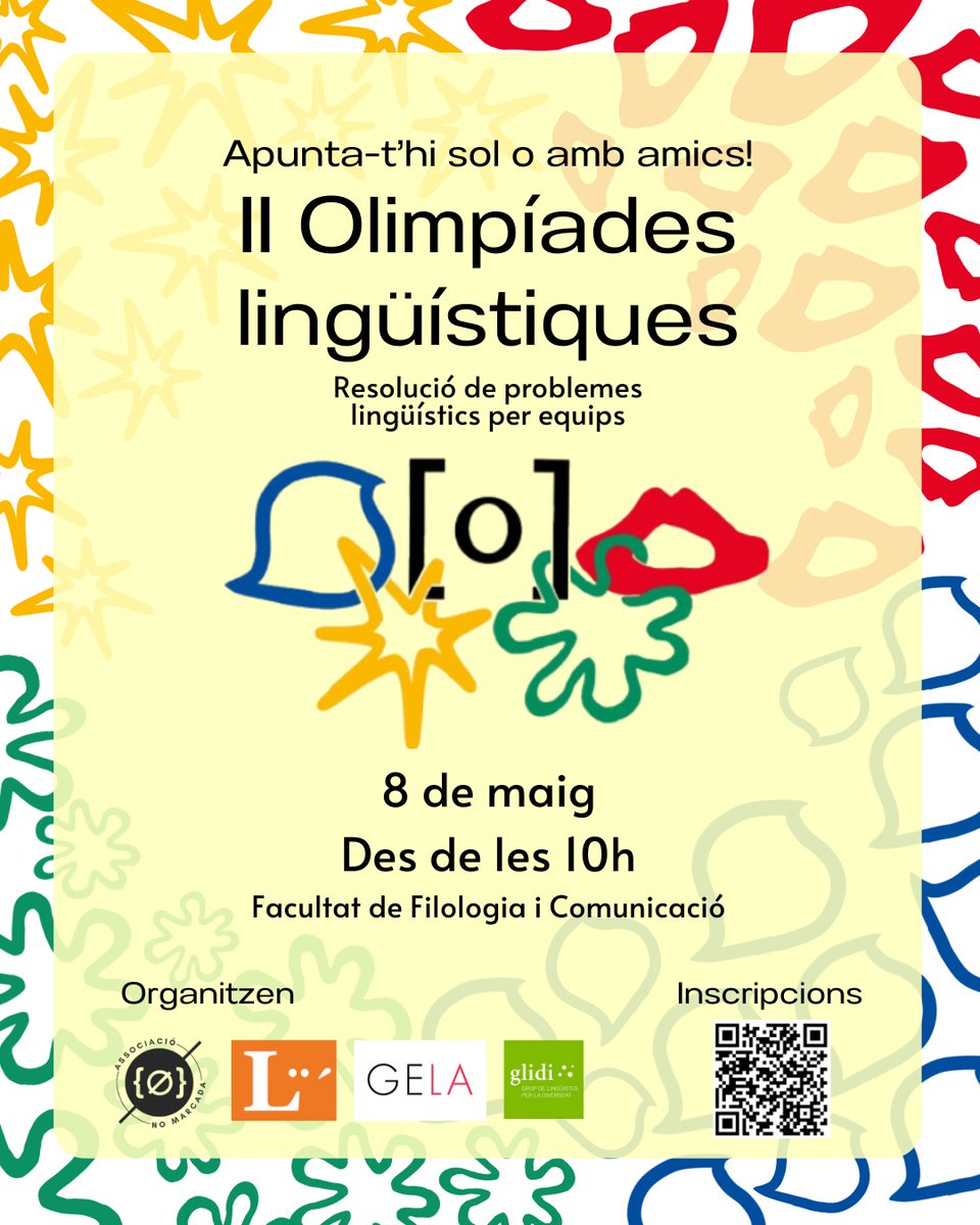 NoMarcada's tweet photo. Sabíem que ho estàveu esperant 🫣🥵  Tornem amb més forces que mai per portar-vos, conjuntament amb el @GELA1092 i el @glidiUB, les II Olimpíades Lingüístiques ✨ T'hi esperem!

🗓️ Dv 8 de maig - 10h
📍Jardins de la facu de FilCom
👥 Apunta-t'hi sol o amb amics
🔗 Enllaç a la bio https://t.co/CioSyY60lm
