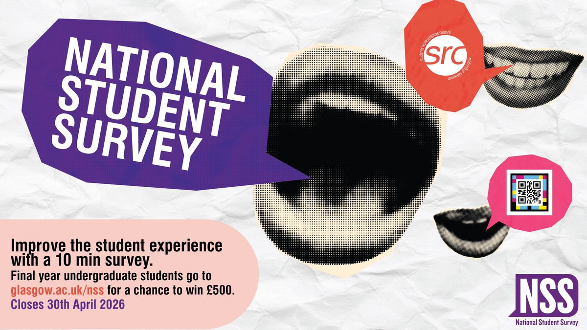 UofGMVLS's tweet photo. You’ve made it to your final year 🎉

Now make your experience count.

Final year undergraduate students, this is your chance to be heard.

Complete the NSS and help shape the future of our student experience. https://t.co/AG9Aw40zu2