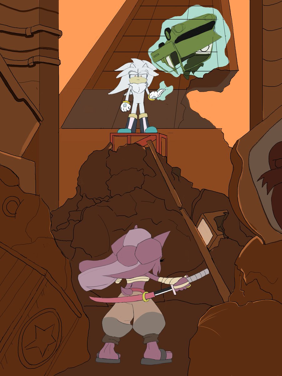 waff_woof's tweet photo. W.I.P piece involving my OC Copper confronting the hedgehog she despises so much. What did he do though? https://t.co/PaTNZ4AZZf