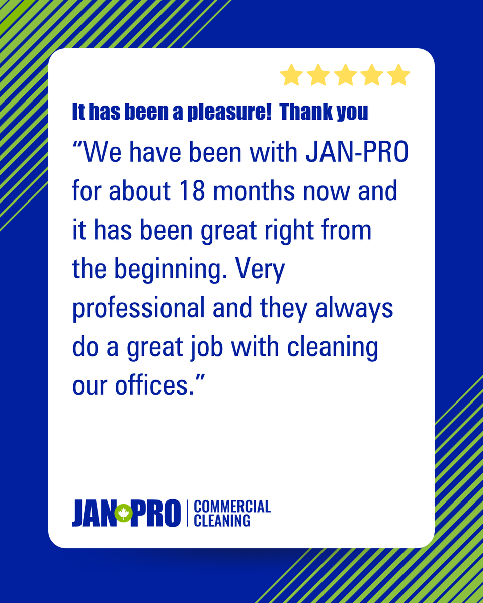Thank you so much for the kind words! Hearing that our team has delivered great service right from the beginning is exactly what we all strive for. We take pride in showing up, doing the job right, and helping create clean, welcoming workspaces every day.