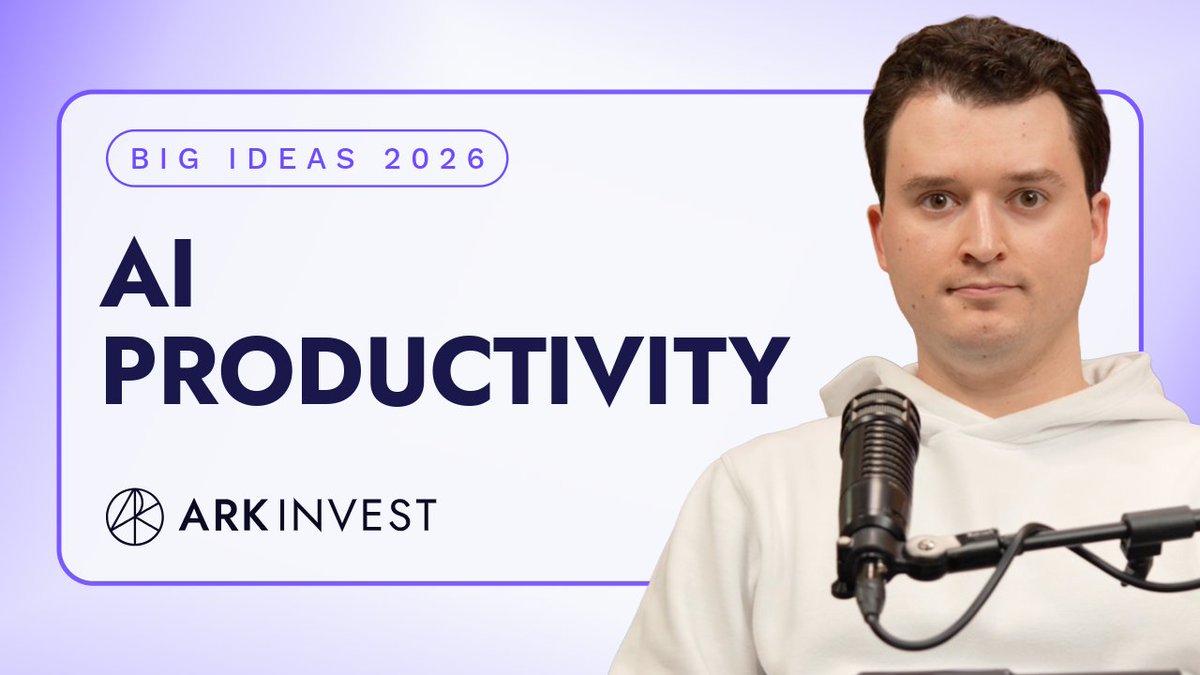 ARKInvest's tweet photo. Next Generation Internet Research Analyst @JozefARK does a deep dive into the AI Productivity section of ARK's Big Ideas 2026 report. 

Watch now! https://t.co/NgQm1R32NT