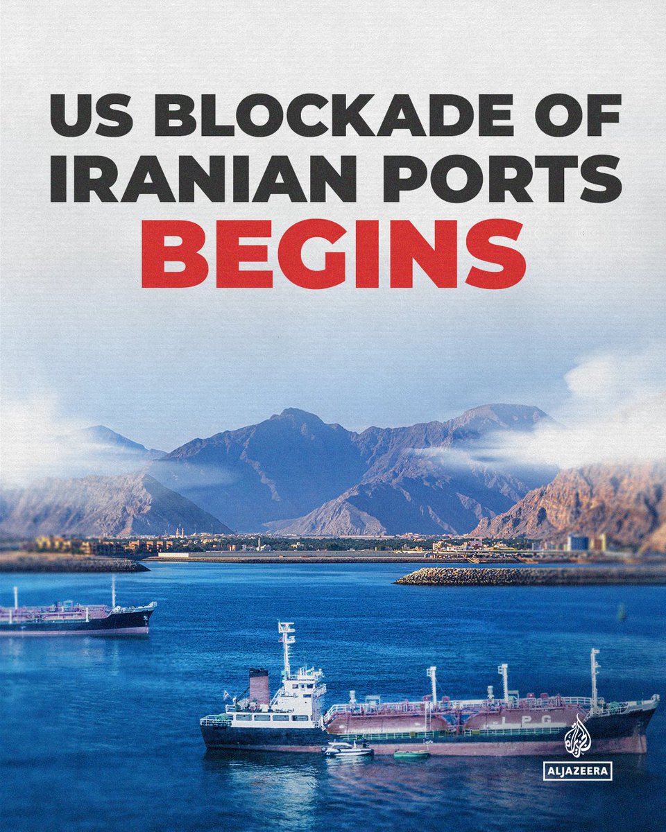 AJENews's tweet image. BREAKING: The US military has begun enforcing a blockade on all maritime traffic entering and exiting Iranian ports, marking a major escalation after the set deadline.