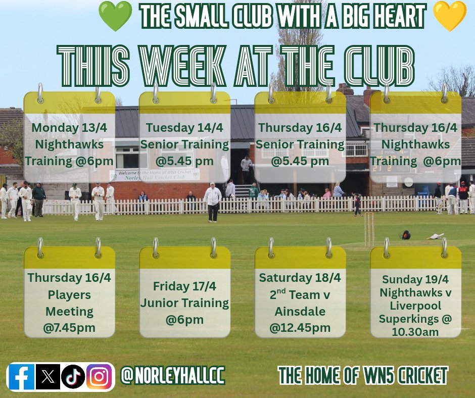 This week at the club

A busy week at the club as the season gets underway 🟢🟡🏏
