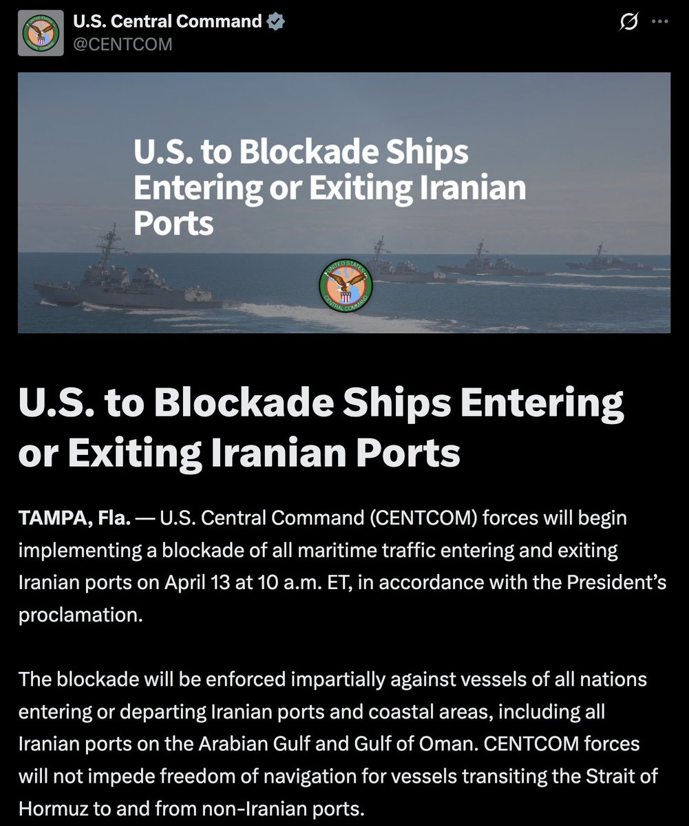 Mrgunsngear's tweet image. It appears the time for the blockade has come.

Time will tell how it plays out...

#war #israel #iran #mines #drones #USNavy #blockade