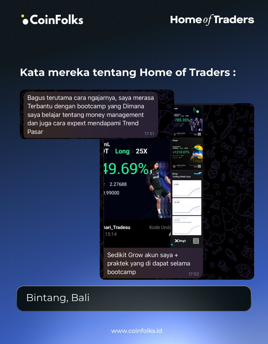 coinfolks's tweet photo. Seneng bisa ngeliat alumni Home of Traders langsung praktekin ilmunya, bahkan ada yang udah sampe cuan.

Program yang rutin kita lakuin, kalian cukup daftar dan selama 2 minggu bakal dibimbing sama expert untuk belajar trading di kripto.

Biayanya? 100% GRATIS.

Kabar baiknya, batch 3 baru aja dibuka hari ini. Mending langsung secure spot kalian👇
https://t.co/XiTkGOcQqB