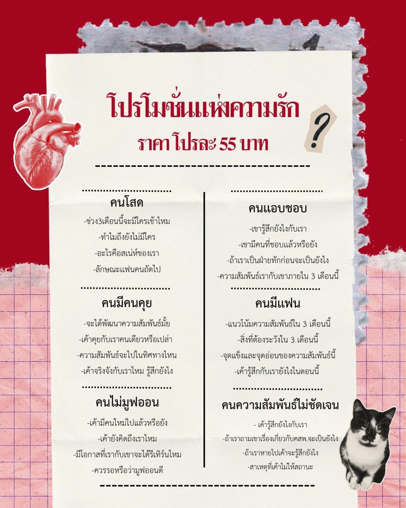 the3uncat's tweet image. ⊹. ได้คำตอบเลยค่ะ  🐈‍⬛🍮 𓂂𓏸 ✳︎ 

  ✴︎  ✴︎คำถามเจาะจง(ละเอียด)

𓏳 1  คำถาม 16฿ 
𓏳 สิ่งที่ไพ่อยากจะบอก 49฿ 
𓏳 ถามไม่จำกัด 10นาที(พิมพ์) 59฿       
𓏳 ภาพรวม3เดือน (ต่อด้าน) 69 ฿
 
👚สนใจทักไลน์/Dm ได้เลยนะคะ 

#ดูดวง 049