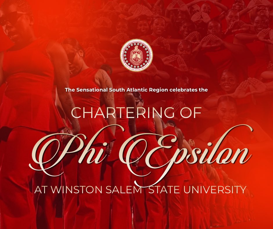 SensationalSAR's tweet image. The Sensational South Atlantic Region proudly welcomes the newest members of the Phi Epsilon Chapter of Delta Sigma Theta Sorority, Inc., chartered April 12, 2026 at Winston-Salem State University! 🔺

#SensationalSAR #DeltaSigmaTheta #PhiEpsilon #WSSU #DST1913