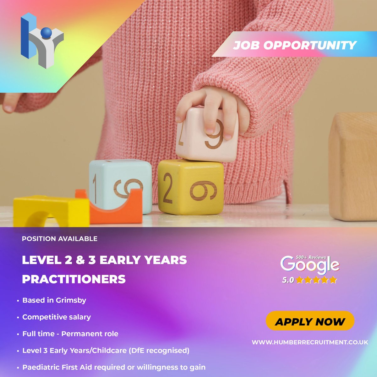 humberjobs's tweet image. We're hiring Level 2 &amp;amp; 3 Early Years Practitioners for a new nursery opening in Grimsby!

📍 FT | Perm
💷 Competitive + growth reviews
🩺 Paediatric First Aid needed

🌐 humberrecruitment.co.uk/job/level-2-3-… 
📞 01472 729768 
📧 vacancies@humberrecruitment.co.uk 

#Hiring #Nursery #EarlyYears