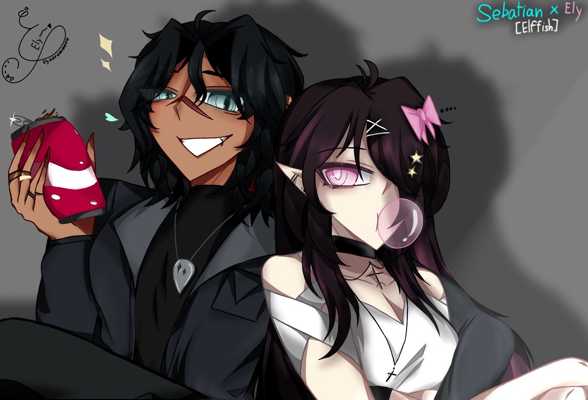 Elyhorumimeow's tweet image. Elffish besties ^^♡ #besties #sebastiansolace #bff #OC