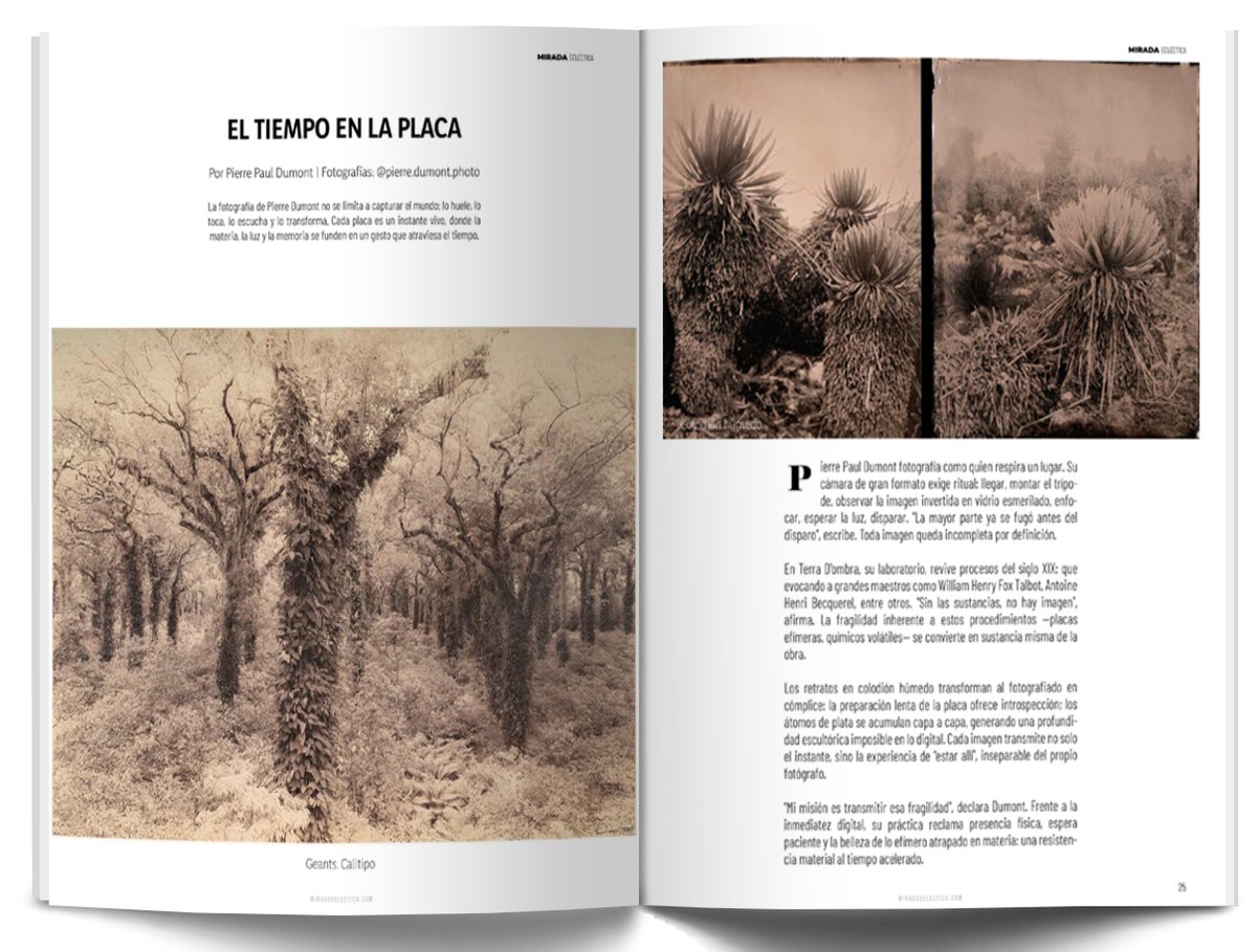 EclecticaMirada's tweet image. “La mayor parte ya se fugó antes del disparo”.
La fotografía de Pierre Paul Dumont no captura el mundo. Lo atraviesa. Cada imagen exige tiempo, materia y presencia. Artículo en la edición número 6. 👉🏻 miradaeclectica.com/revista/
#MiradaEclectica #Fotografia #AlternativePhotography