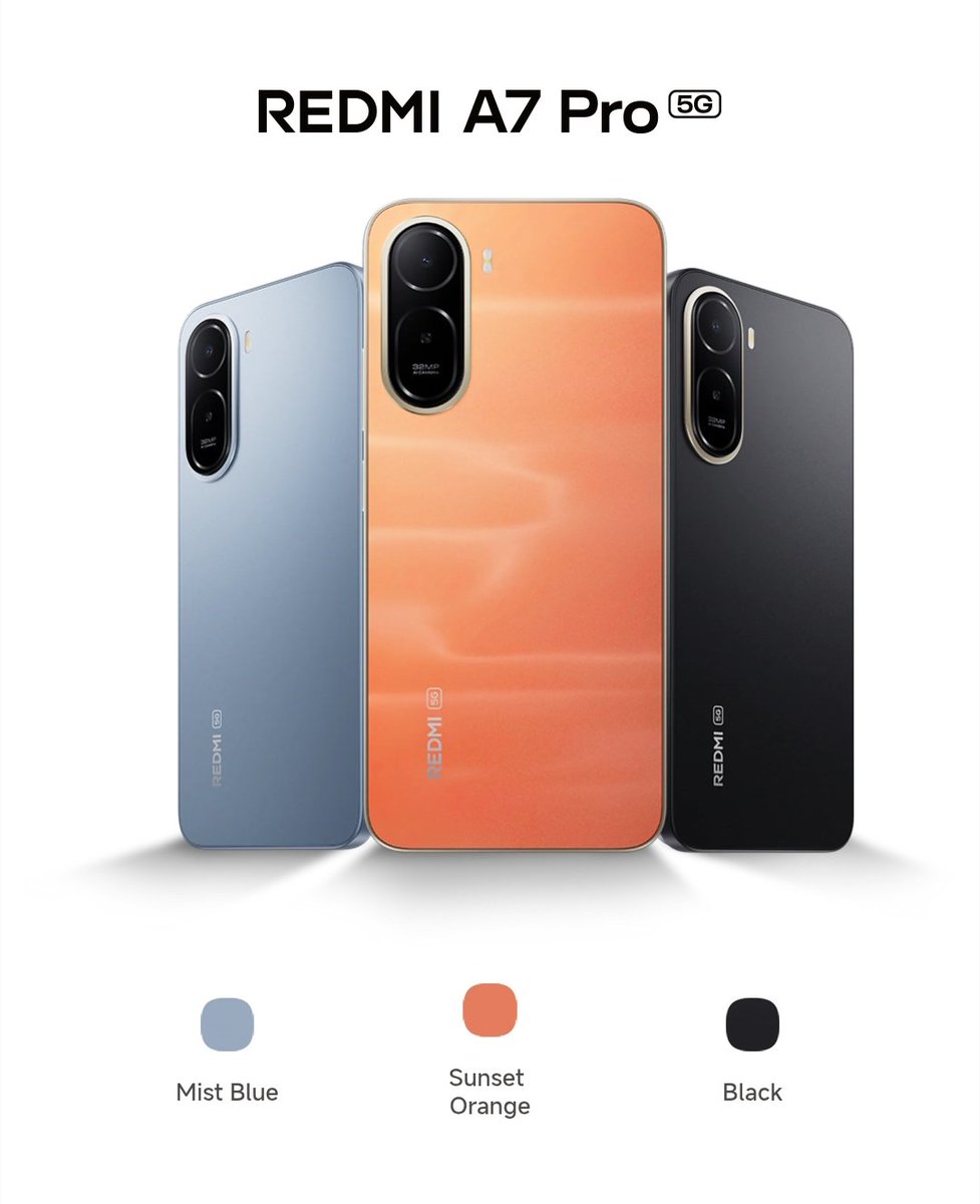 TechHome100's tweet image. REDMI A7 Pro 5G launched in India 🇮🇳 

🔸 6.9" HD+ 120Hz LCD Display, 800nits HBM
🔸 Unisoc T8300
🔸 LPDDR4X + UFS 2.2
🔸 32MP Rear
🔸 8MP Front 
🔸 6300mAh🔋+ 15W⚡
🔸 Android 16 &amp;amp; HyperOS 3
🔸 4+6 Years of Software Updates
🔸 IP52, 3.5mm Jack, Expandable Storage up to 2TB,