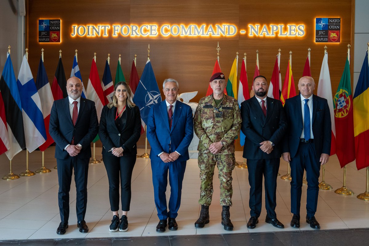 JFC_Naples's tweet photo. Allied Joint Force Command Naples welcomed Hon Nazario Pagano, President of the Italian Parliament's Constitutional Affairs Committee, on Monday, April 13, at JFC Naples in Lago Patria, Italy.

The visit included an information session regarding JFC Naples' operations and the mission of the NATO Hub for the South. Following the briefing Hon. Pagano and JFCNP Chief of Staff Lt. Gen. Rodolfo Sganga addressed Italian military and civilian personnel at the base.

#WeAreNATO #StrongerTogether #Italy