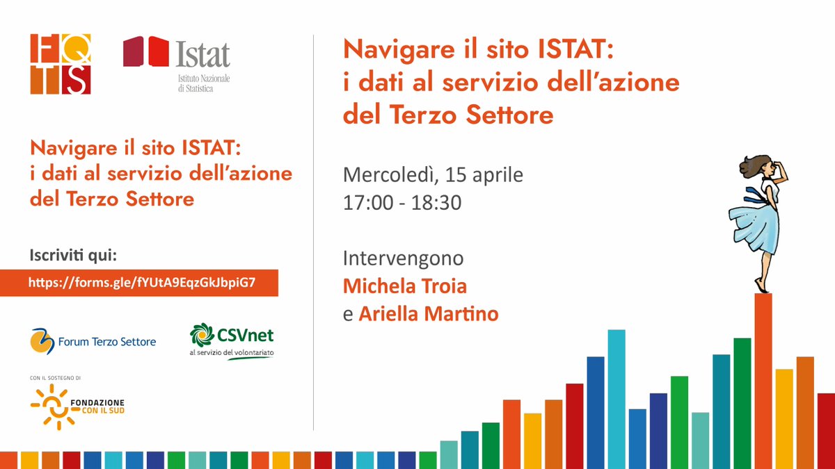 progetto_fqts's tweet photo. 📊 Mercoledì 15 aprile, ore 17:00–18:30 #Webinar gratuito #FQTS × @istat_it : impara a navigare i dati statistici per il Terzo Settore.
🆓 Aperto a tutti
📝 Iscriviti → https://t.co/yMpX9vYAd3
#FQTS #TerzoSettore #ISTAT https://t.co/Jz8yxYQaSh