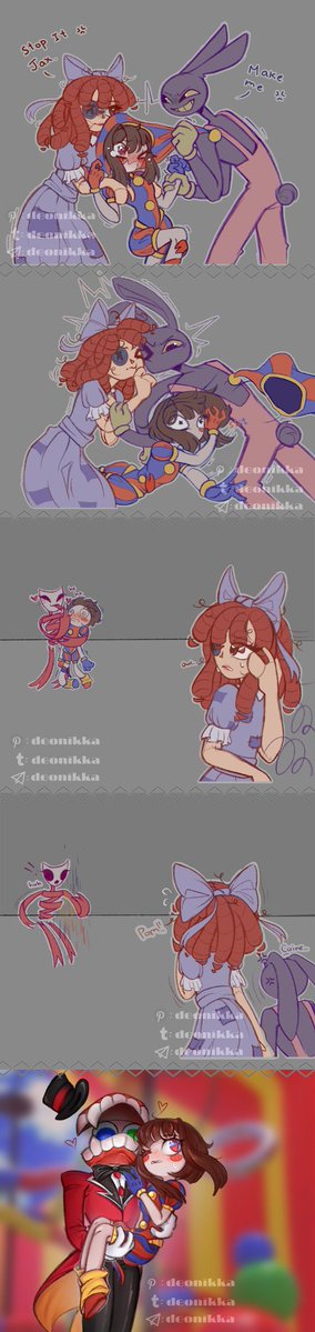 deonikkaa's tweet image. I wouldn't call it a comic, just silly doodles 
oh to be "pomni's" multi-shipper 
#funnybunny #jesterdoll #pomnixgangle #showtimetadc #tadc
