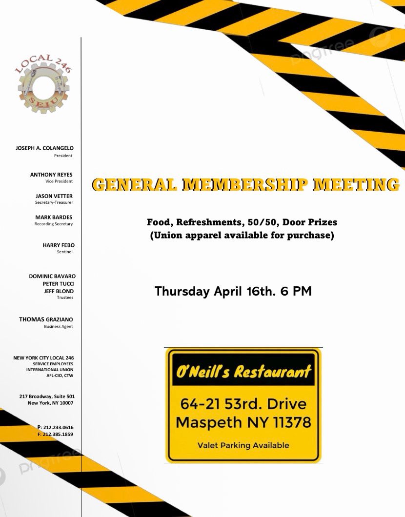 nyclocal246's tweet photo. •General Membership Meeting 04/16/2026• https://t.co/keyszzS6vd