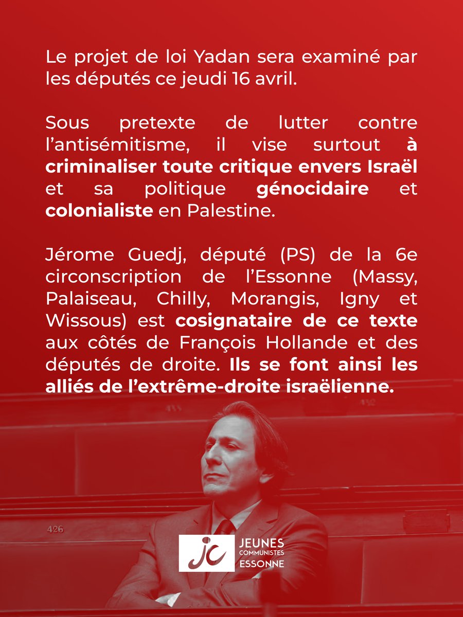 MJCF_91's tweet photo. @EmmanuelRuimy Vous omettez volontairement de mettre notre communiqué. Faire l'amalgame entre sionisme et judaïsme est une erreur grave qui alimente l'antisémitisme que nous combattons de toute nos forces dans l'esprit de Gayssot. https://t.co/wbNtCn6Cdo