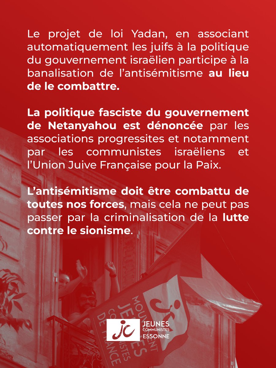 MJCF_91's tweet photo. @EmmanuelRuimy Vous omettez volontairement de mettre notre communiqué. Faire l'amalgame entre sionisme et judaïsme est une erreur grave qui alimente l'antisémitisme que nous combattons de toute nos forces dans l'esprit de Gayssot. https://t.co/wbNtCn6Cdo