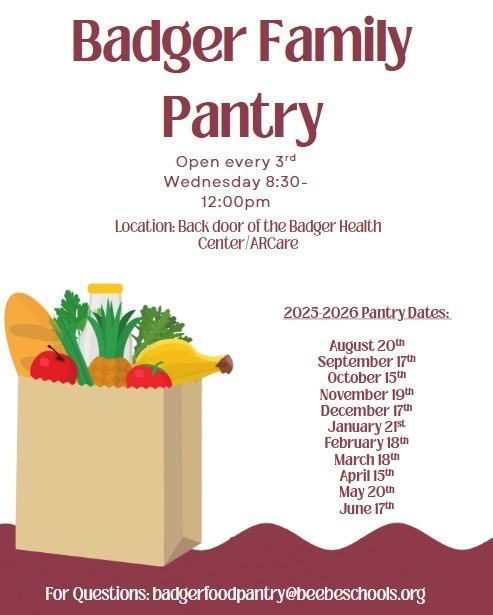 🦡 The Badger Family Pantry will be open this Wednesday! 🍞