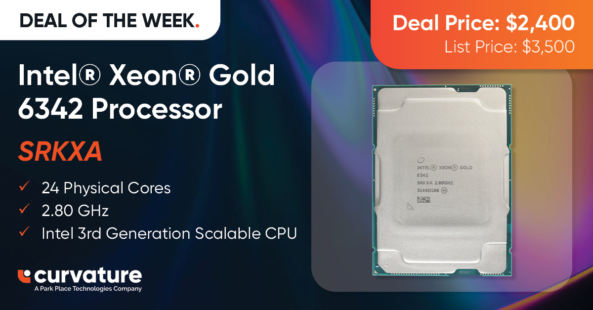 This week, save 31% on Intel® Xeon® Gold 6342 Processors! An Intel 3rd Generation scalable CPU compatible with Dell (15G), HP (G10+), and UCS (M6) servers.

Don’t miss out! Explore our Deal of the Week now: bit.ly/4tEV0lE