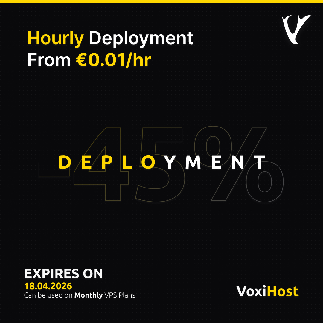VoxiHost's tweet photo. ⚡️ Hourly Billing is LIVE! ⚡️

Pay only for what you use. Launch &amp; destroy instances anytime.

📉 Budget: from 0.01€ / hr
💎 Premium: from 0.02€ / hr

Prefer monthly? 🎁
💥 -45% OFF (Monthly plans)
🔑 Code: DEPLOYMENT

🔗 https://t.co/Vz0jId9TCR

#VPS #VoxiHost #Cloud #Hourly https://t.co/97vivcLoX5