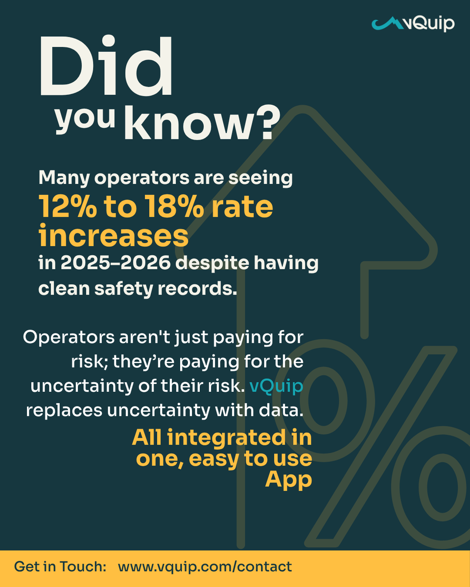 "Why is my insurance so high if I've never had a claim?" 🤨

 The good news? With vQuip, better data = better rates

Sources: 2025–2026 Marine Insurance Market Outlook, Risk Strategies and Gallagher Re
The Escalation of Social Inflation and its Impact on Liability Insurance.