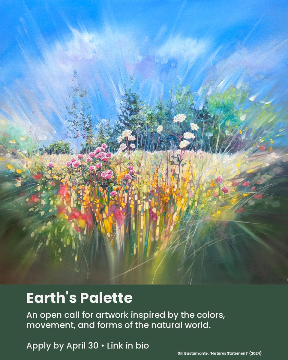Artrepreneur_OG's tweet image. Earth’s Palette is looking for artwork inspired by land, water, sky, plant life, organic form, and the rhythms of nature, from representation to abstraction.

📌 Apply by April 30: bit.ly/4sP87jz

#OpenCall #CallForArtists #EarthDay #NatureArt #AbstractArt