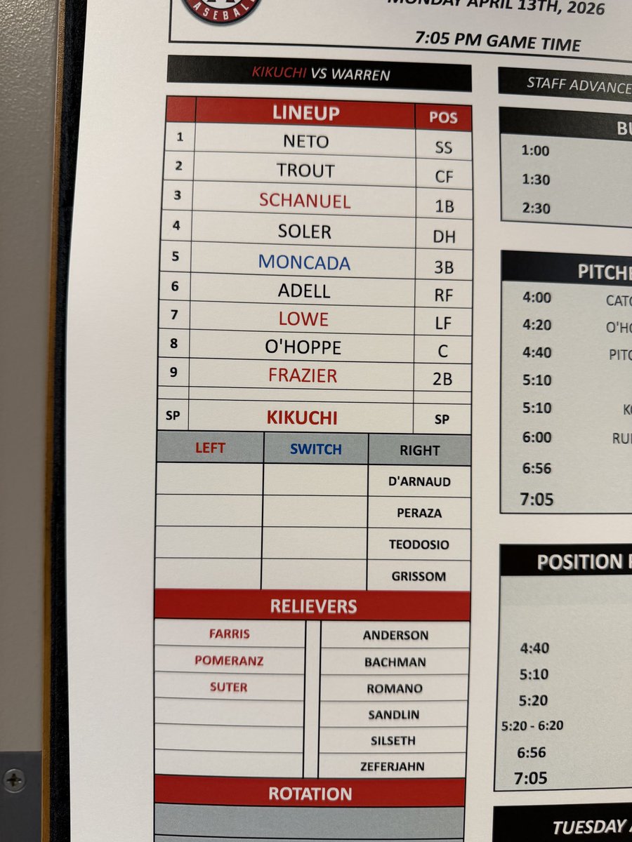 RhettBollinger's tweet image. #Angels lineup vs Yankees