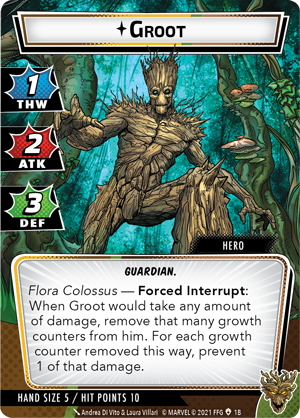 m_faqs's tweet image. Q: When Groot uses Growth counters for damage prevention, does that damage still count as "dealt"?
A: No, it does not. Damage only counts when HP is lowered

#marvelchampions #Groot