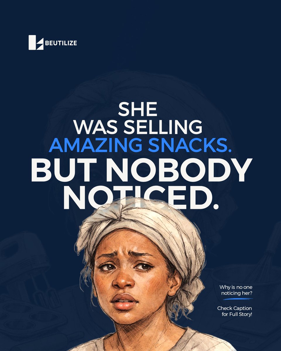 beutilize's tweet photo. She was selling amazing snacks but nobody noticed

She sold chin chin, puff puff, and small chops.
Not the regular kind, hers was fresh, crunchy, properly packaged (or so she thought).

But her WhatsApp status was quiet.

So she reached out.
“People that taste it love it but https://t.co/w2i3mHK6aT