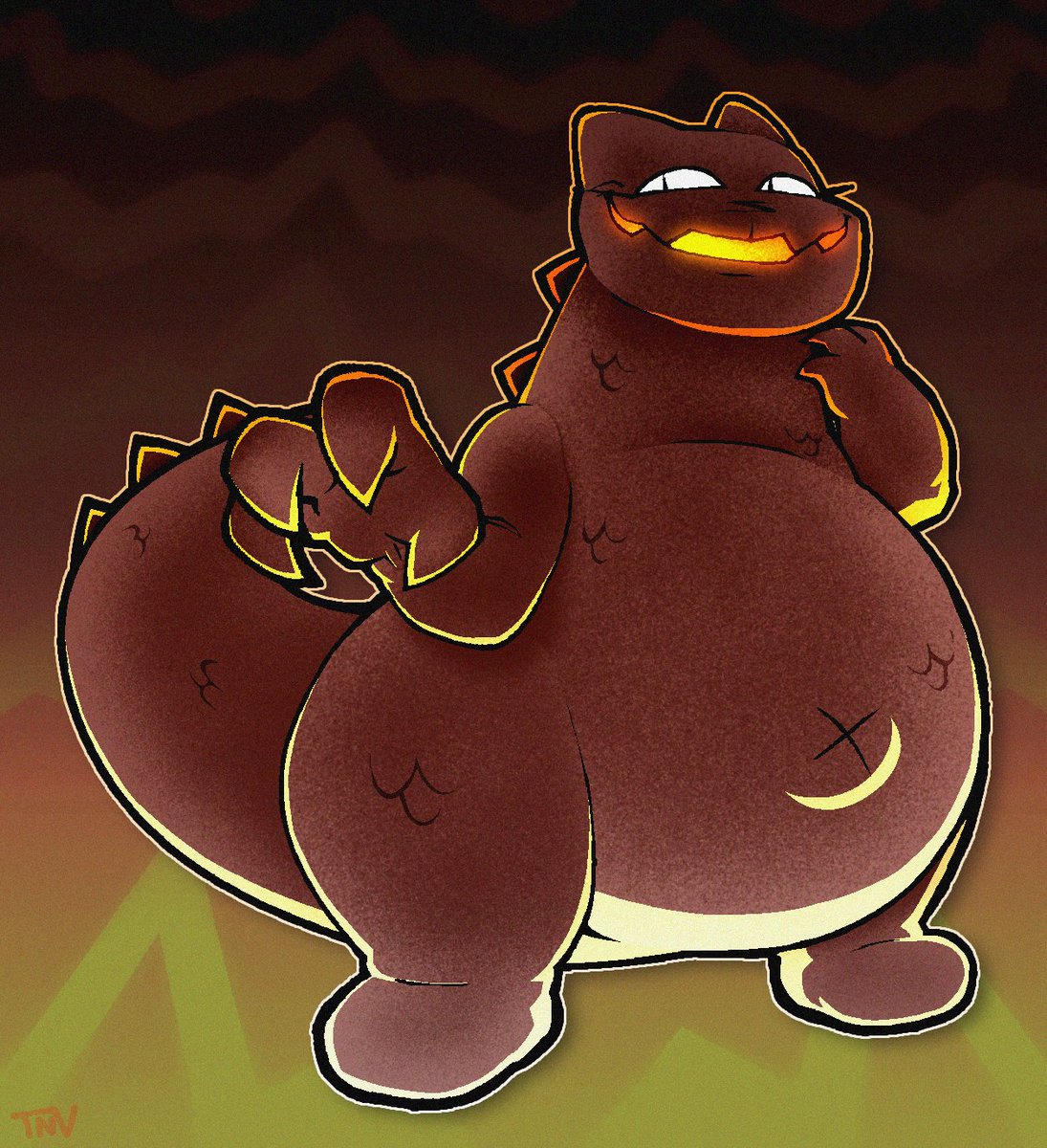 TellNoVision's tweet image. A Commission of That Dumb as Rocks Lookin' Thunder Lizard, Pyrophina

#Mewgenics #Mewgenicsart