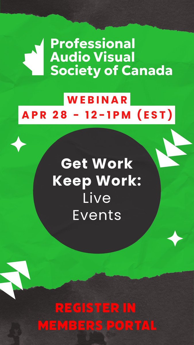 Our next Get Work Keep-Work session focuses on careers in live events. Join a panel discussion on building and sustaining work in this fast paced area of the AV industry.
Register through the "Control Room" Member Portal.
#PAVSC #ProAV #LiveEvents #AVCareers #GetWorkKeepWork