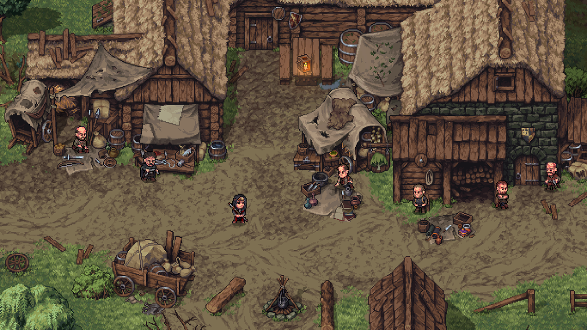 Stoneshard's tweet image. The flea market at the Rotten Willow 🍃
#medieval #market #pixelart #gamedev #indiedev #indiegame #ドット絵 #像素艺术 #픽셀아트