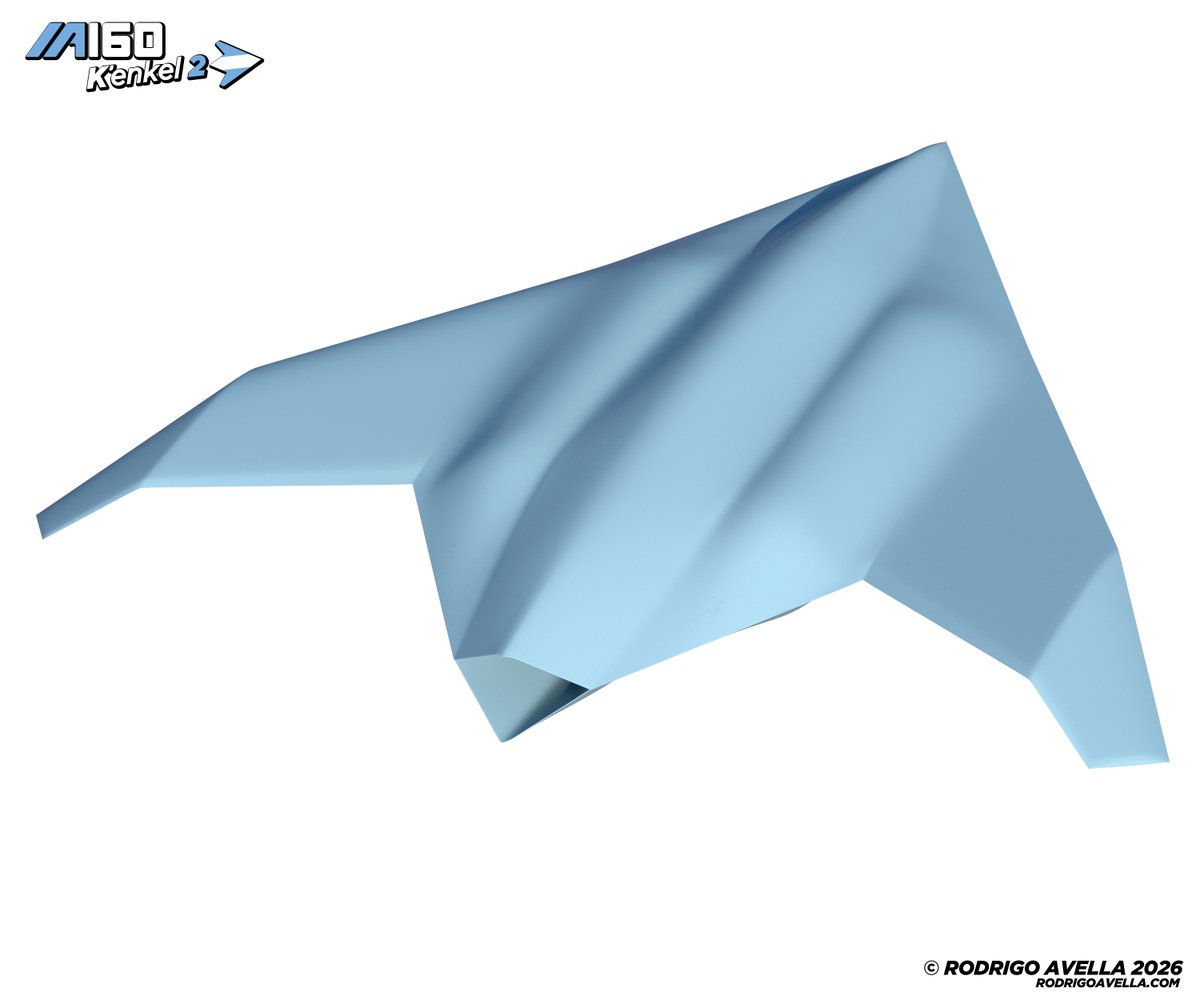 rodrigoavella's tweet image. IA160 K’enkel V2 - Drone
Concepto para un caza de sexta generación monomotor ligero para Argentina.
Posee un gran volumen interno, pudiendo transportar 8 misiles aire-aire 260 o 8 bombas guiadas GBU12.
