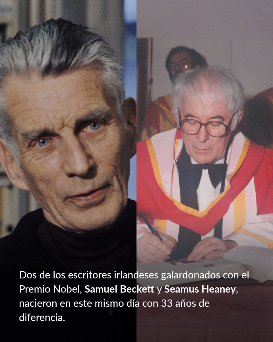 IrlEmbChile's tweet photo. 🎂 Hoy, 13 de abril, celebramos el nacimiento de Samuel Beckett y Seamus Heaney 📚

☘️ Dos premios Nobel que reflejan cómo la voz literaria de Irlanda no es solo un legado, sino una fuerza viva que sigue inspirando y proyectando su cultura en el mundo 🌍✨
https://t.co/o4SKJQZkYV https://t.co/4tPEI4ILHR