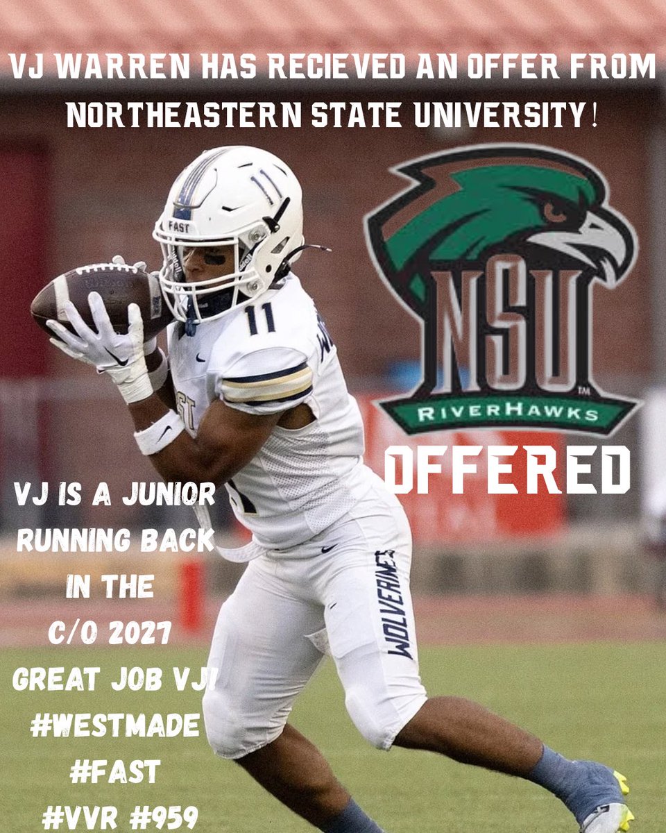 BVille_West_FB's tweet image. VJ Warren has been offered by Northeastern State! #FAST
