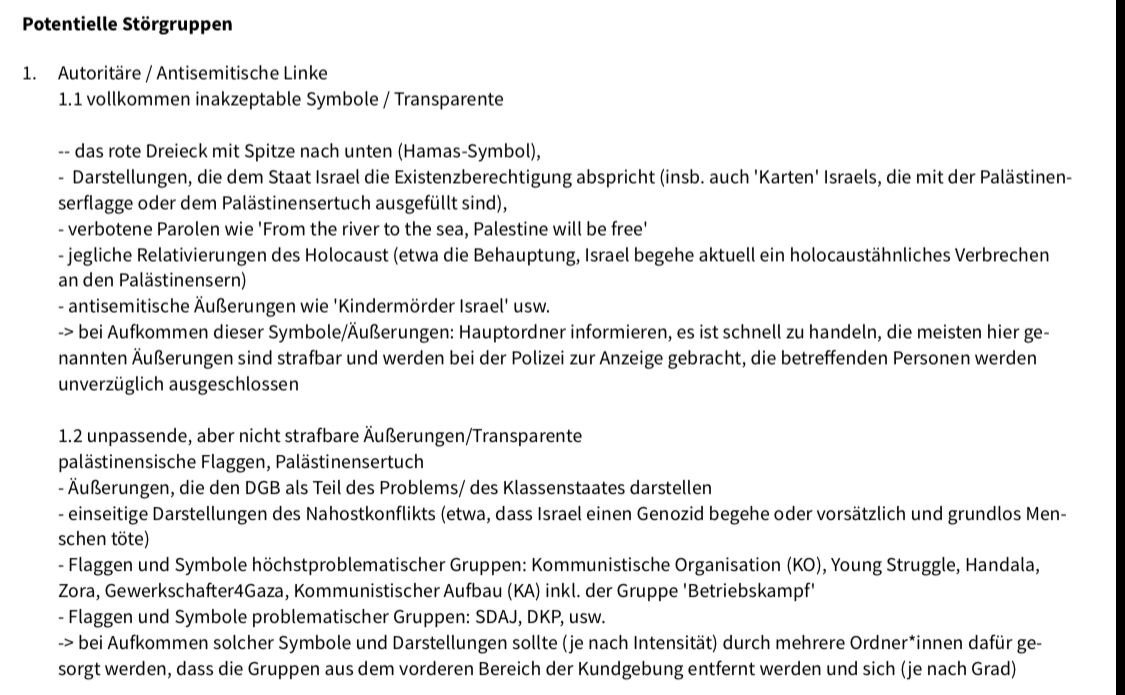 lpzg_r341's tweet photo. Hier das Dokument #DGB #Leipzig mit Anweisungen für Ordner*innen mit Ziel Ausschluss linker und palästinasolidarischer Gruppen und Positionen von Demo zum 1. Mai  in Leipzig im Wortlaut. Danke den Whistleblower*innen im DGB❤️ https://t.co/GzRtz3M1is