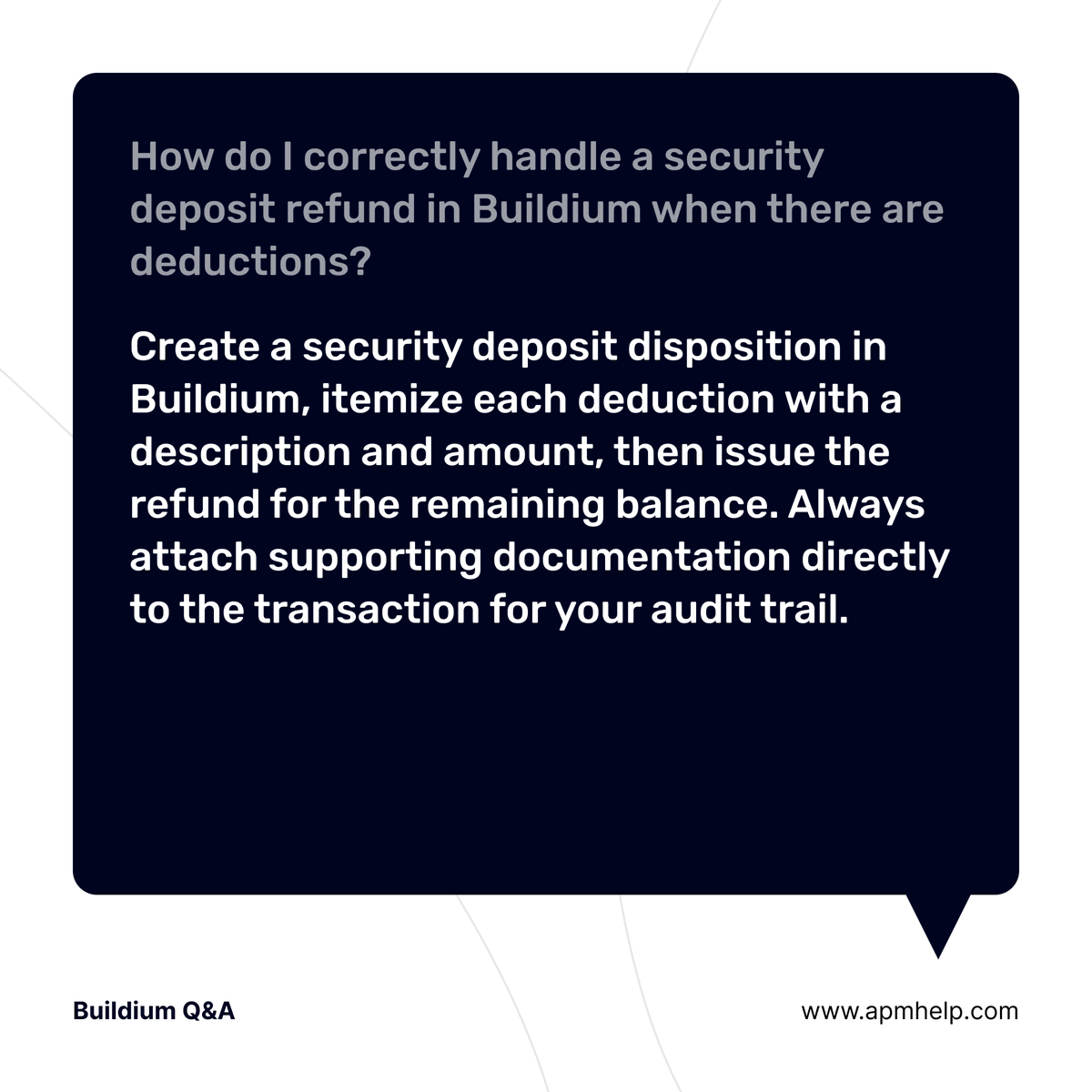 How do I correctly handle a security deposit refund in Buildium when there are deductions?

Our team handles questions like this every day. Drop yours in the comments.

#Buildium #PropertyManagement #APMHelp #PMTips #TrustAccounting