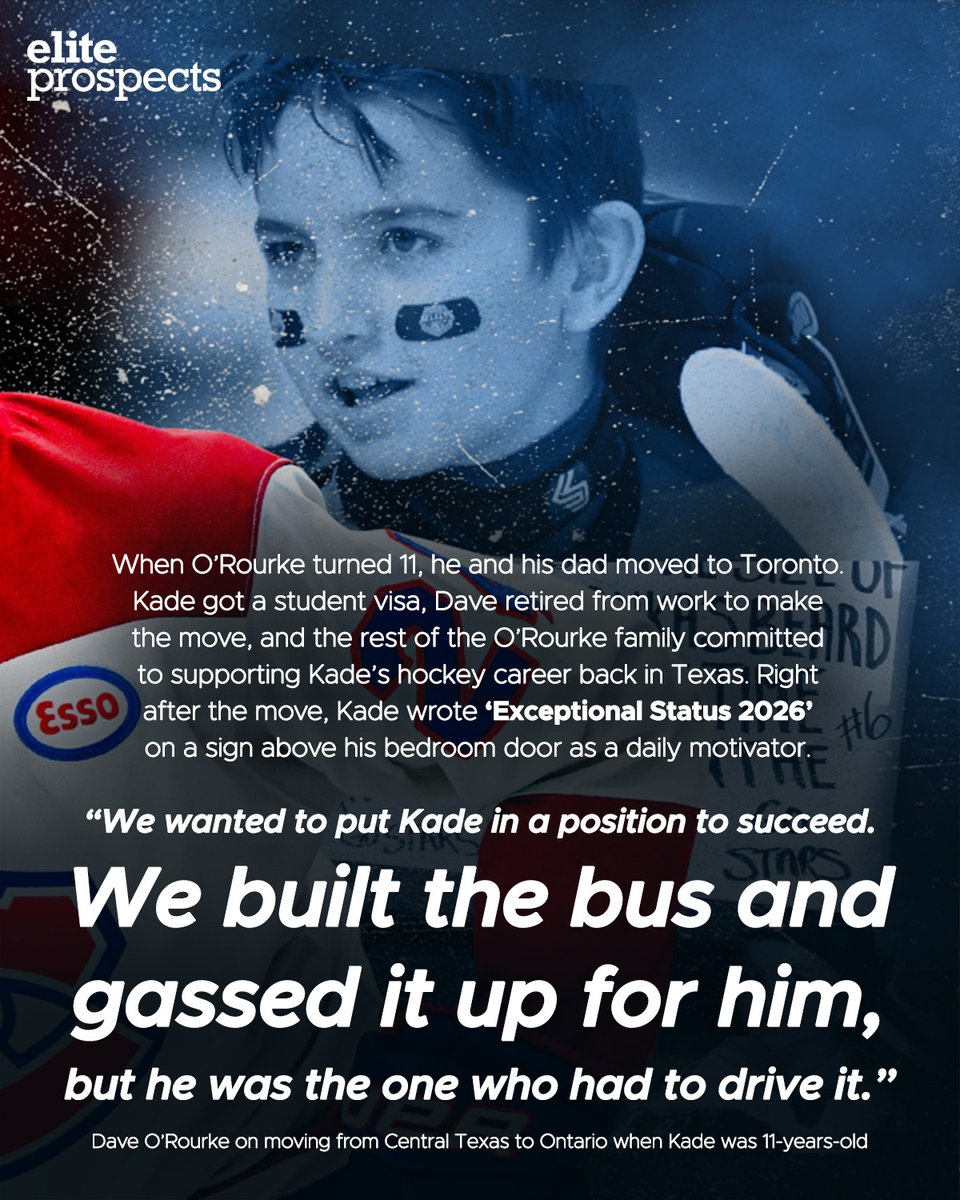 When Kade O'Rourke was 11-years old, he wrote 'Exceptional Status 2026' on his bedroom door in Toronto.

<a href="/seanshapiro/">Sean Shapiro</a> has the remarkable story of the teenager from Texas who could become the <a href="/OHLHockey/">Ontario Hockey League</a>'s next star 🤩

UNLOCKED TO READ 🔓: eliteprospects.com/news/2026-ohl-…