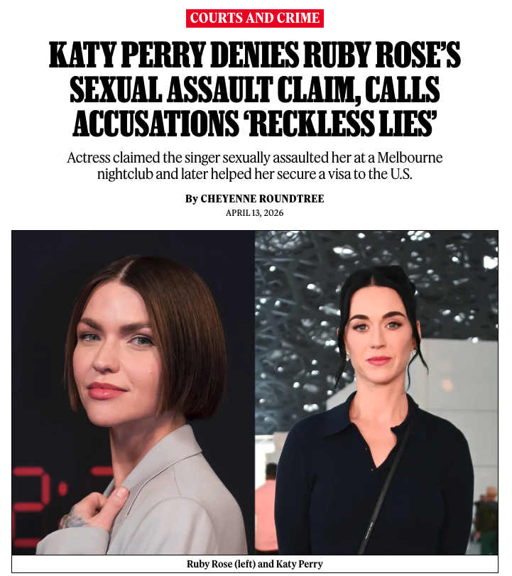 Katy Perry has denied Ruby Rose’s claim that she sexually assaulted the actress more than a decade ago at a nightclub in Australia, calling the claim "categorically false" and "dangerous, reckless lies."

Story: rollingstone.com/music/music-ne…