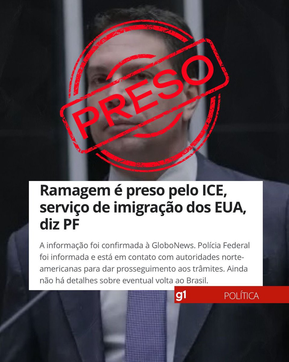 jandira_feghali's tweet photo. PRESO! Alexandre Ramagem acaba de ser preso e não foi em qualquer lugar: foi pelos agentes do ICE, nos Estados Unidos. O mesmo Ramagem que tentou virar as costas para o Brasil, fugir da Justiça e escapar da condenação por golpe contra a democracia. Mas não tem fuga que esconda quem atentou contra o voto do povo! Mais uma prova de que ninguém está acima da lei. SEM ANISTIA PARA GOLPISTA!