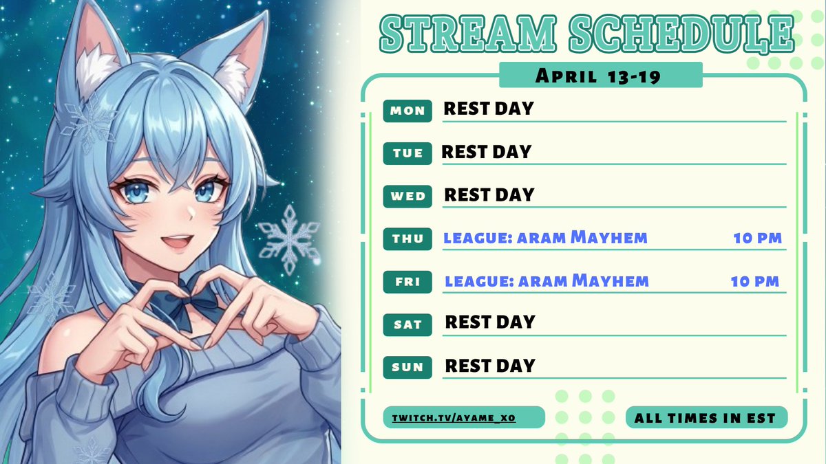 New week, new streams 🩶  Just a quick heads up: I won’t be streaming on Saturday since I have an event on Sunday and need that rest ~