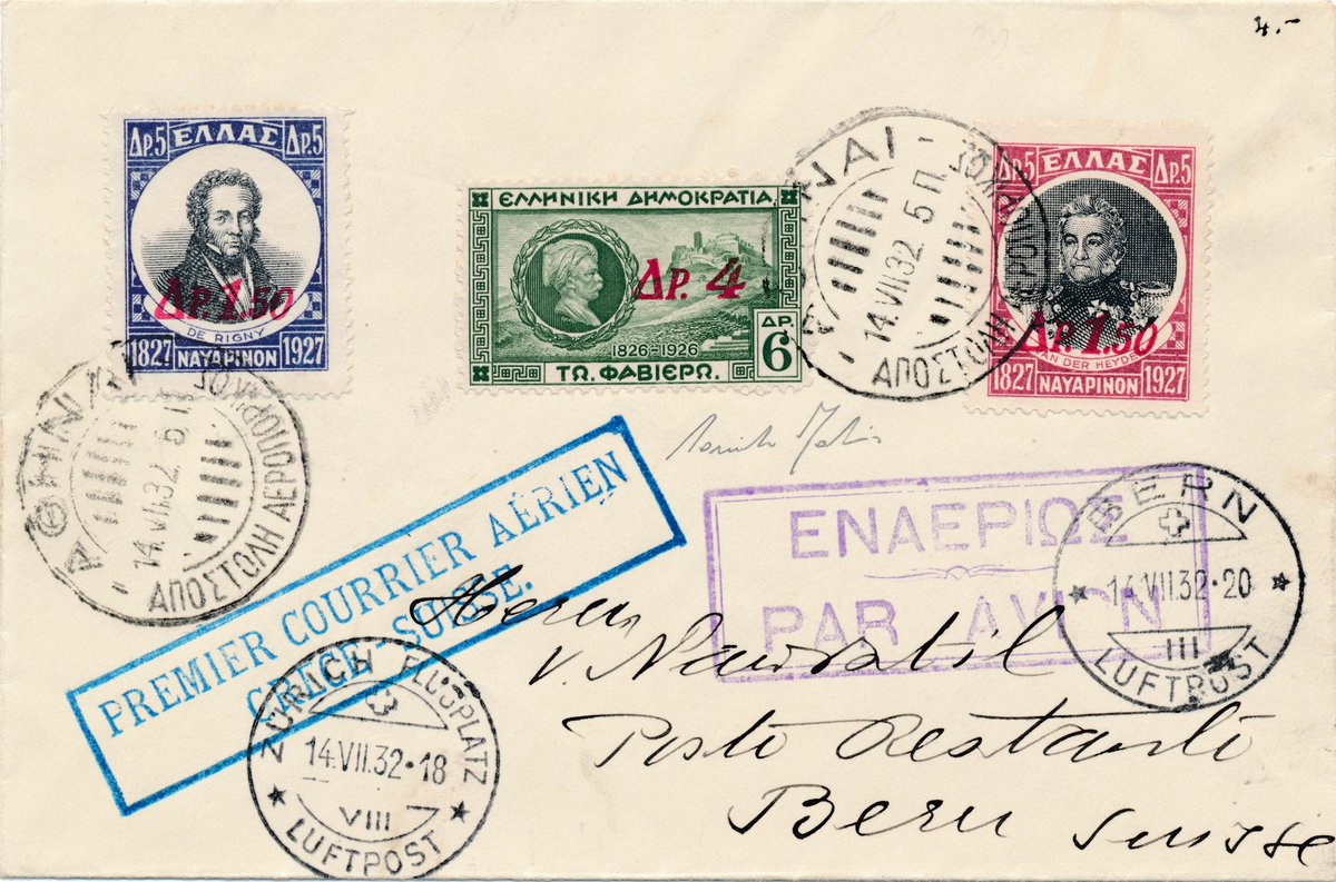 Fabrisperizie's tweet photo. #FILATELIA & DINTORNI 145 di D. #Fabris
https://t.co/8dr6hsDkcE
#GRECIA 1932 (14 lug.) Primo corriere aereo #Atene #Zurigo
#philately #briefmarken #stamp #sello #timbre #philatelie #airmail #vol #posteaerienne #greece #corriere #athens #zurich #svizzera #switzerland #swissair https://t.co/FNza5KfMFG