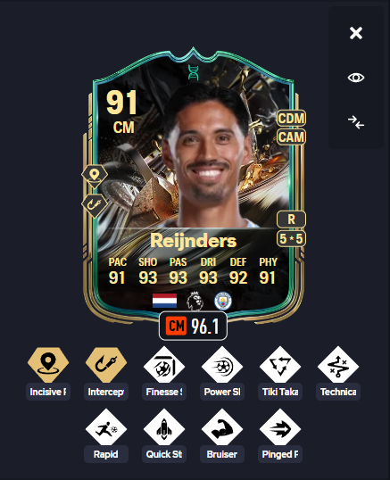 EaFCservice's tweet image. 🚨 LAB ALERT 🚨

One of the Most Meta CM's is BACK🧬

REIJNDERS 🇳🇱

96.1 META 📈

INCISIVE + 🧠
INTERCEPT+ 💪

-FINESSE 🥶
-TIKI TAKA
-TECHNICAL
-RAPID ⚡
-QUICK STEP 🚀
-BRUISER
-PINGED PASS 🎯

ALL-ROUNDER MIDFIELD BEAST 💀

Check pinned 📌 &amp;amp; follow for more 🔥
#EAFC #EVO #Meta