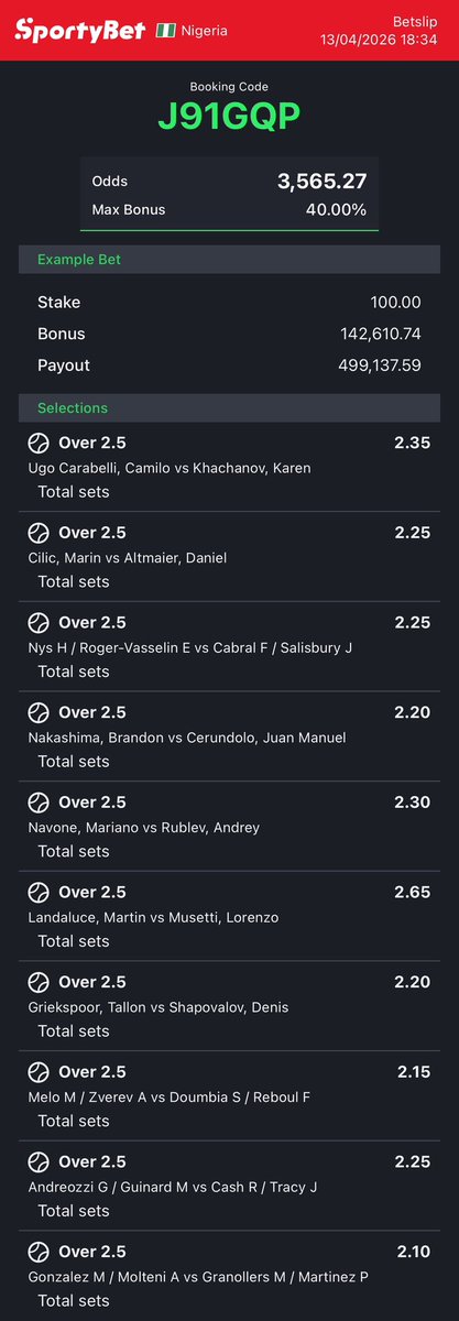 dfwpehlumiiii's tweet photo. Tennis mixed options on bet9ja converted to sportybet⤵️

G5F72T VY6VVE J91GQP TBVSV0 -sporty👩‍💻

Follow 4 convert of codes 2 ur preferred bookies! 

Retweet 4 larger audience😤🗣️ https://t.co/qdyPmWDCJy