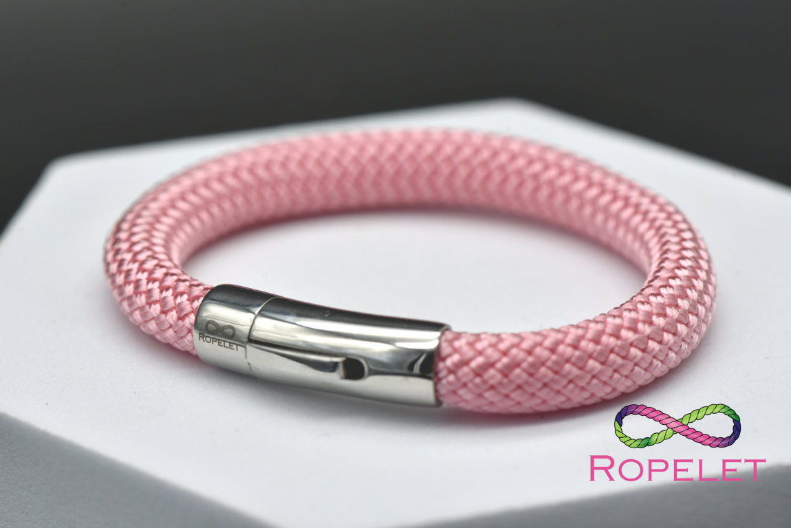 Ropelet's tweet image. This soft pastel pink bracelet by Ropelet is UK made to your wrist needs. We can make any wrist size and offer a choice of stainless steel clasps too when you order at ropelet.co.uk . Great prices and 100's to choose from #ropelet #bracelet #pink