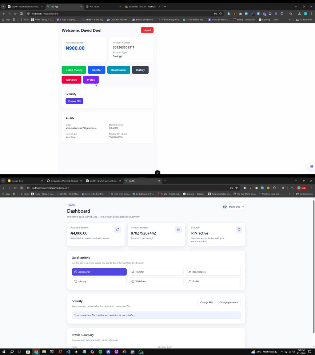 collynxcodes's tweet photo. Vaultly — Day 10

Refactored the UI.

Before → After.

Built a consistent design system with Tailwind + PrimeVue. https://t.co/mFwyyDAmOX