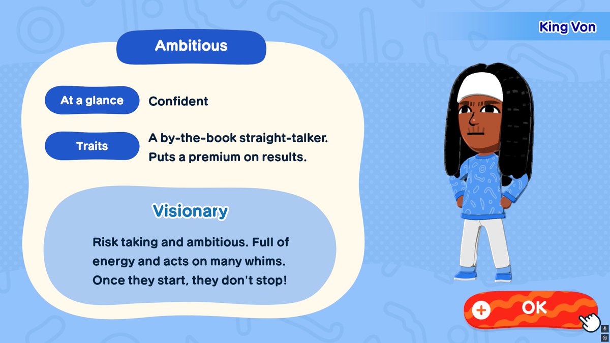 d2beyondlight's tweet image. the concept of they/theming King Von in Tomodachi Life